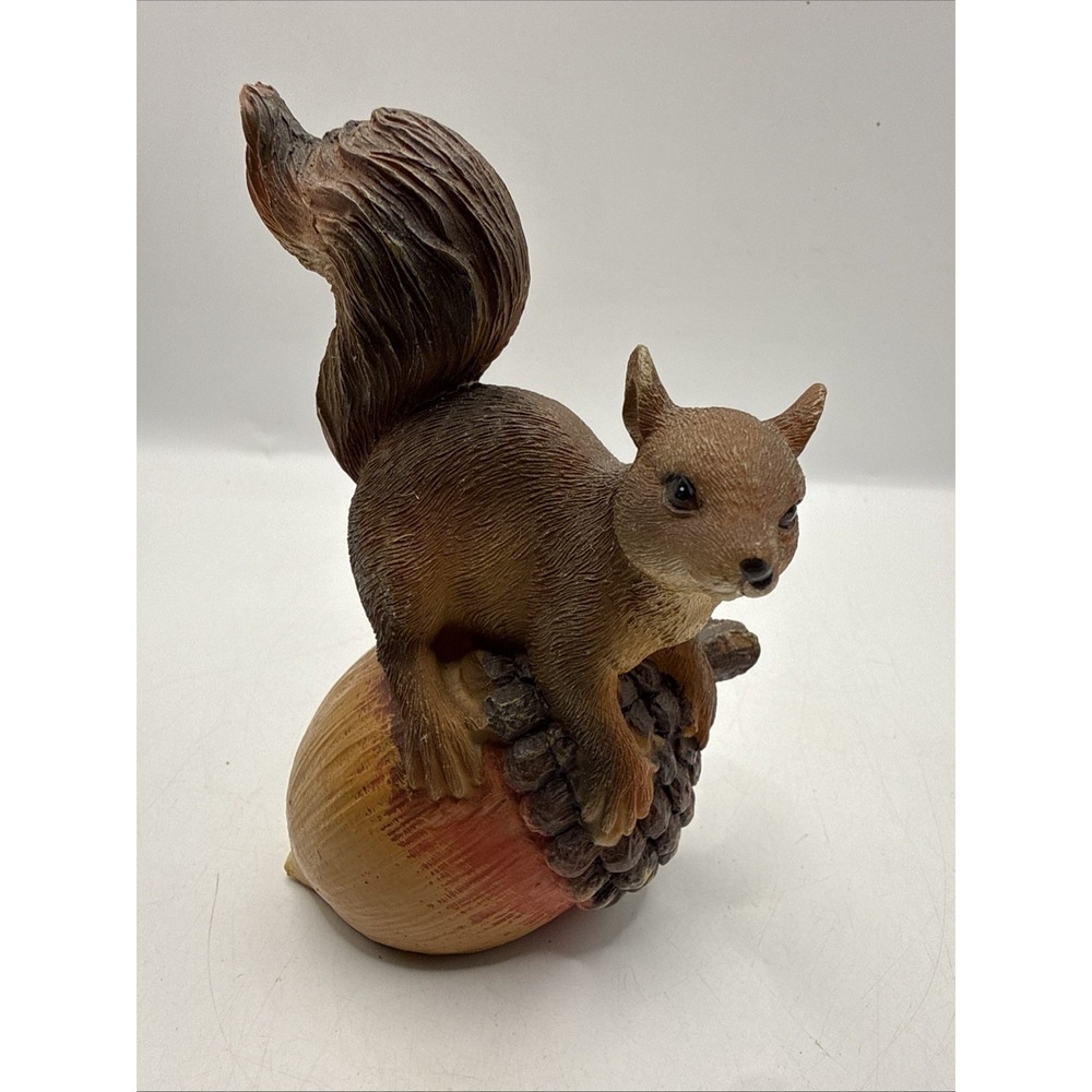 Squirrel with Acorn Nut Figurine Resin Statue 4.25in tall Collectible MCM